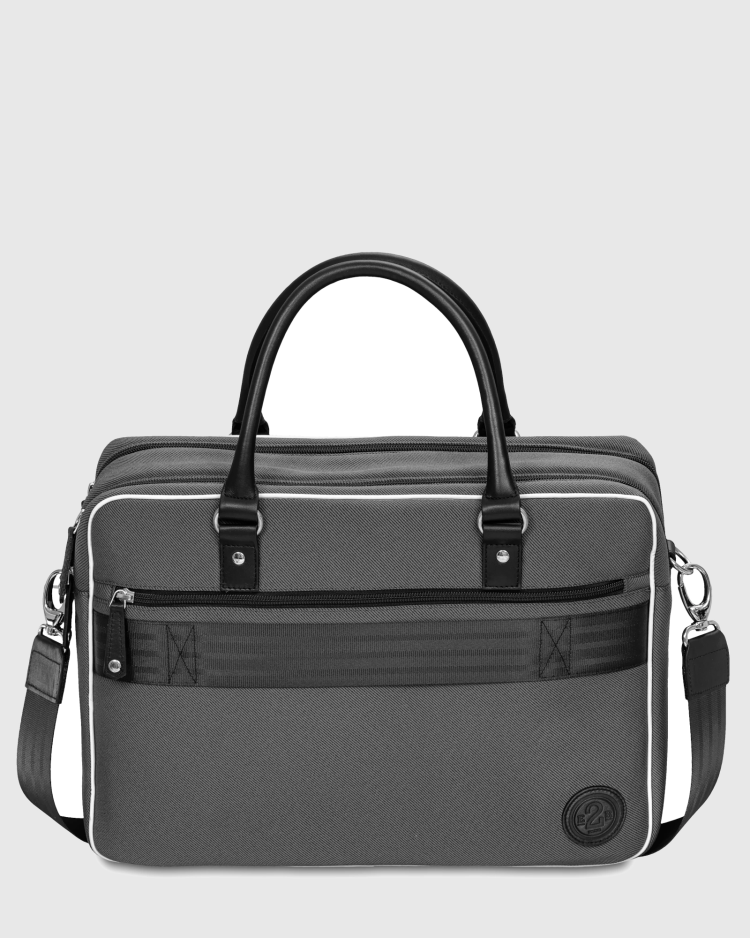 Sac ordinateur 15 pouces en tissu auto upcyclé gris William - E2R