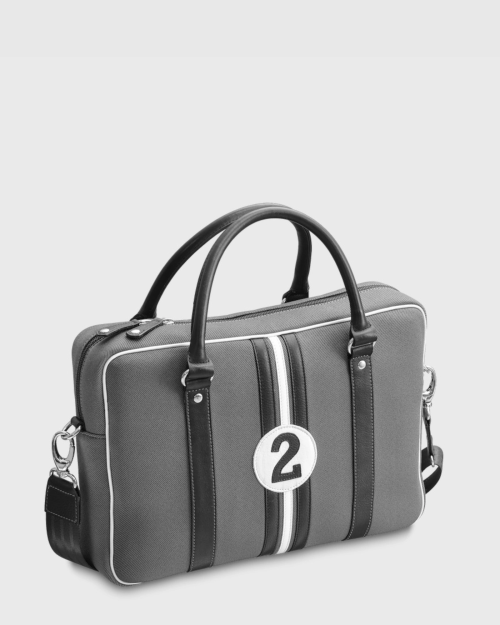 Sac ordinateur 13 pouces original tissu et cuir gris James - E2R