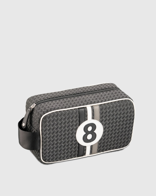 Trousse de toilette homme luxe cuir et tissu bleu et gris Bobby - E2R