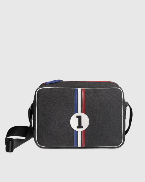 Sac-Besace-Noir-Poche-Frontale-Fermeture-Rouge-Détails-Bleus