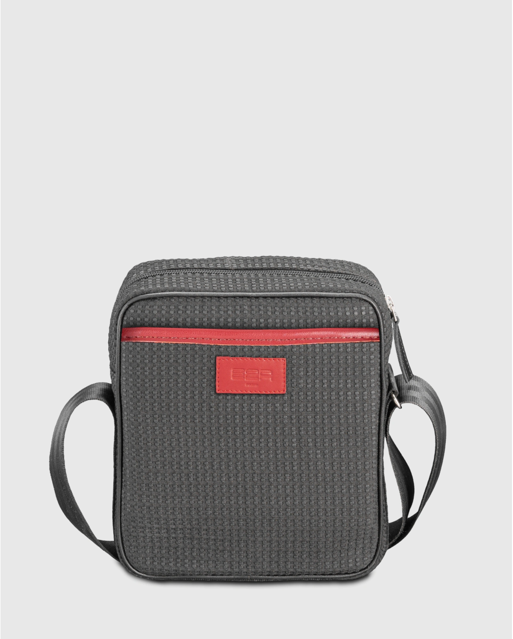 Sac bandoulière homme noir tissu et cuir upcyclés Rino - E2R