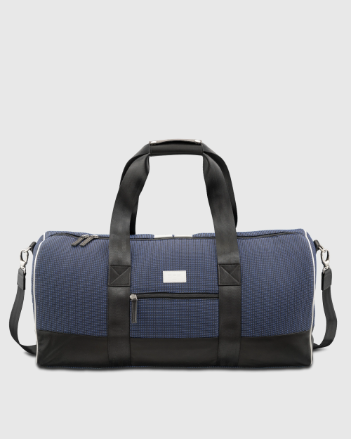 Sac-de-voyage-homme-écolo-tissu-cuir-bleu-style-rétro 2
