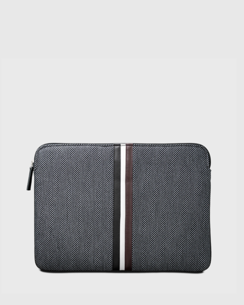 pochette ordinateur tendance mixte en tissu recyclé gris et noir